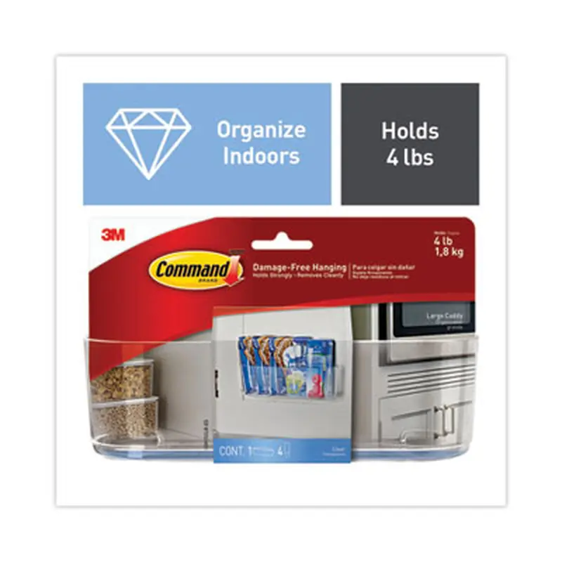Large Caddy, 4 lb Capacity, 8.5"w, Clear - General Purpose Storage Bins | Command