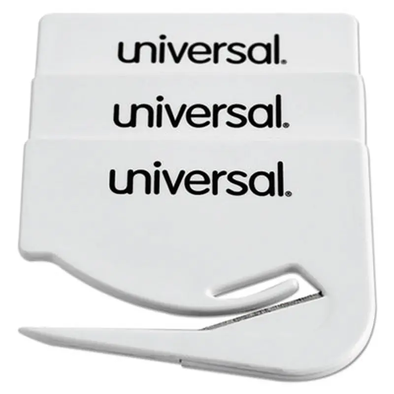 Letter Slitter Hand Letter Opener with Concealed Blade, 2.5", White, 3/Pack - Letter Openers | Universal