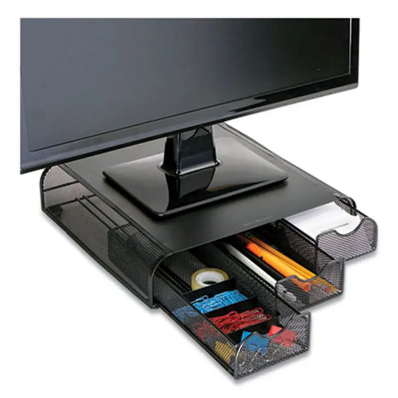 Perch Monitor Stand and Desk Organizer, 13" x 12.5" x 3", Black - Monitor Stands | Mind Reader