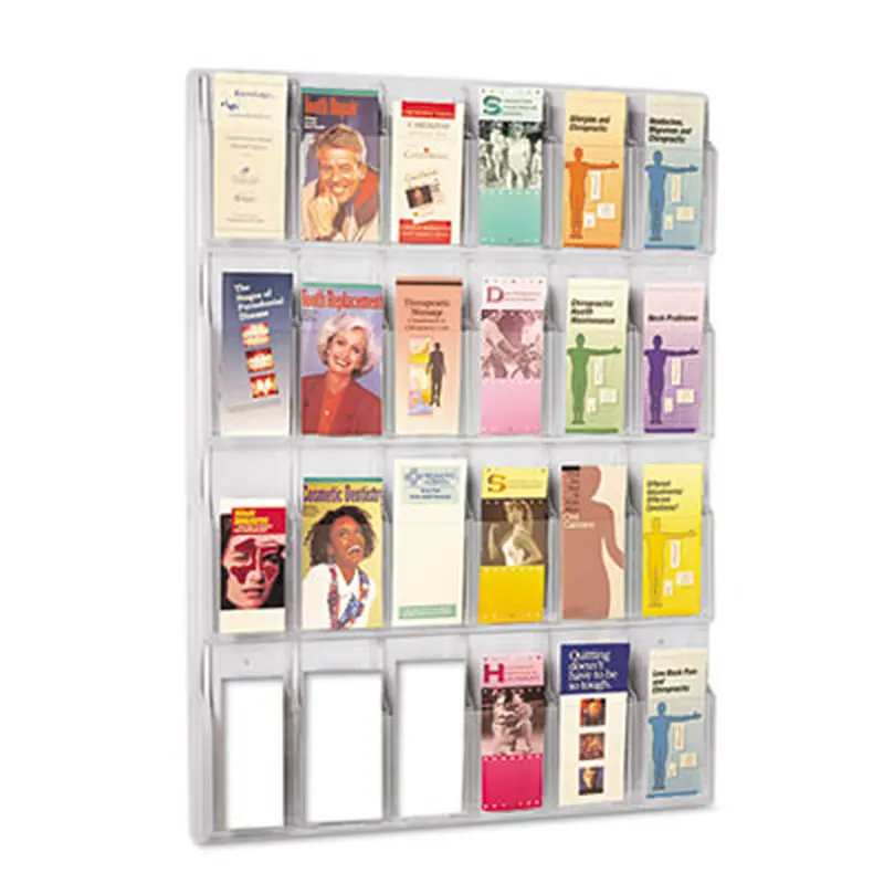 Reveal Clear Literature Displays, 24 Compartments, 30w x 2d x 41h, Clear - Literature Racks & Displays | Safco