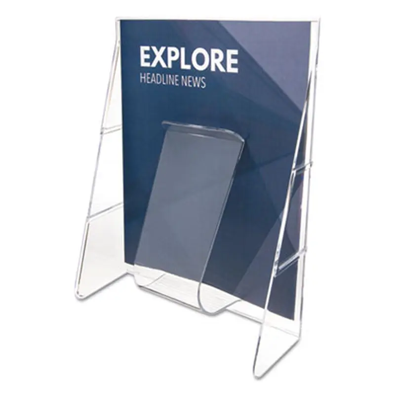 Stand-Tall Wall-Mount Literature Rack, Magazine, 9.13w x 3.25d x 11.88h, Clear - Literature Racks & Displays | deflecto