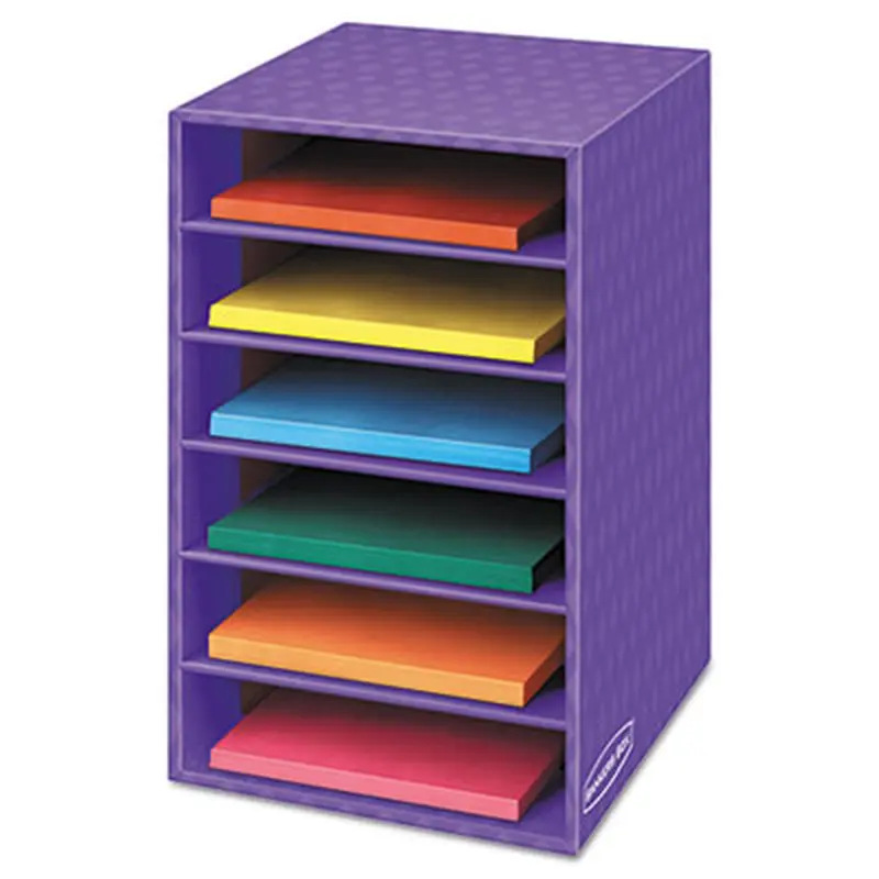 Vertical Classroom Organizer, 6 Shelves, 11.88 x 13.25 x 18, Purple - Literature Sorters | Bankers Box