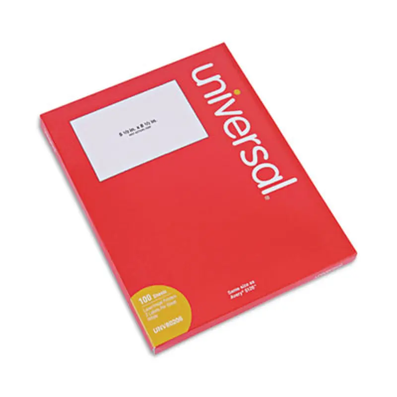 White Labels, Inkjet/Laser Printers, 5.5 x 8.5, White, 2/Sheet, 100 Sheets/Pack - Shipping & Mailing Labels | Universal