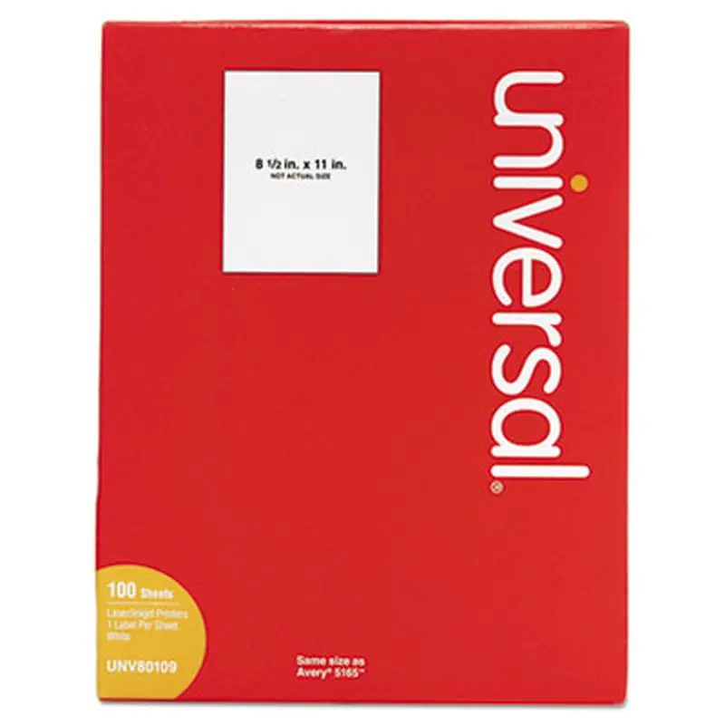 White Labels, Inkjet/Laser Printers, 8.5 x 11, White, 100/Box - Shipping & Mailing Labels | Universal