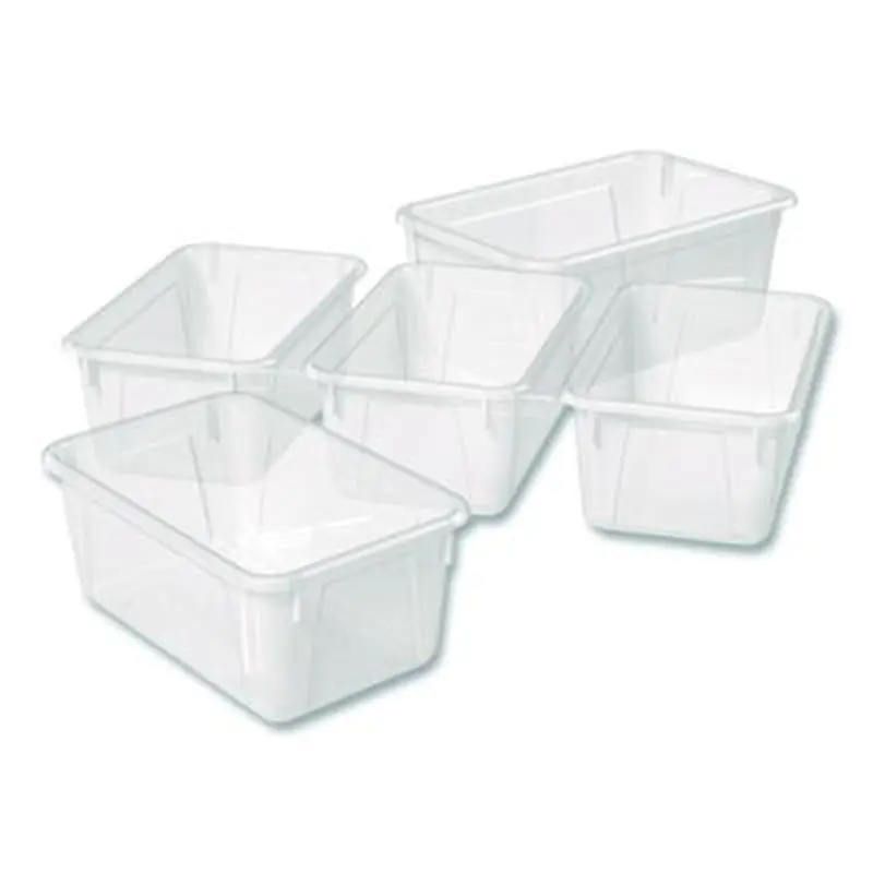 Cubby Bin, 1.8 gal, 7.8" x 12.09" x 5.18", Translucent, 5/Pack - General Purpose Storage Bins | Storex