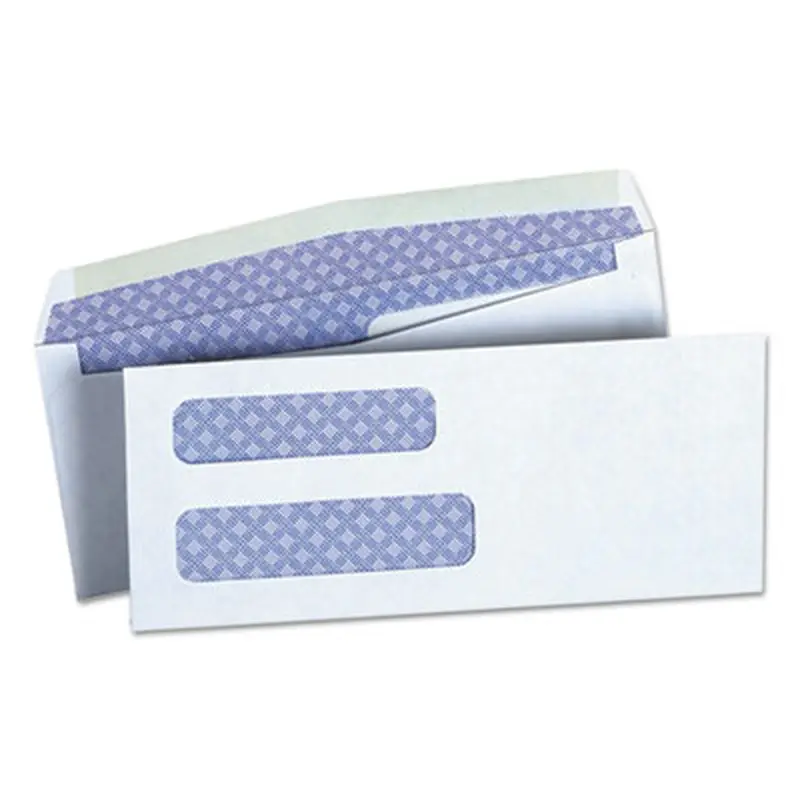 Double Window Business Envelope, #8 5/8, Commercial Flap, Gummed Closure, 3.63 x 8.63, White, 500/Box - Business Envelopes | Universal