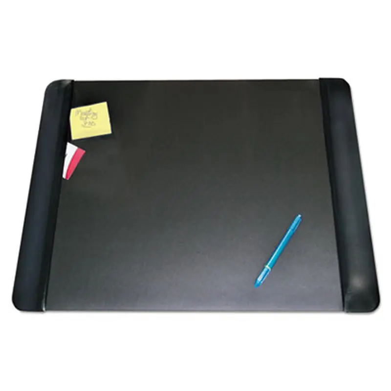 Executive Desk Pad with Antimicrobial Protection, Leather-Like Side Panels, 24 x 19, Black - Desk Pads | Artistic