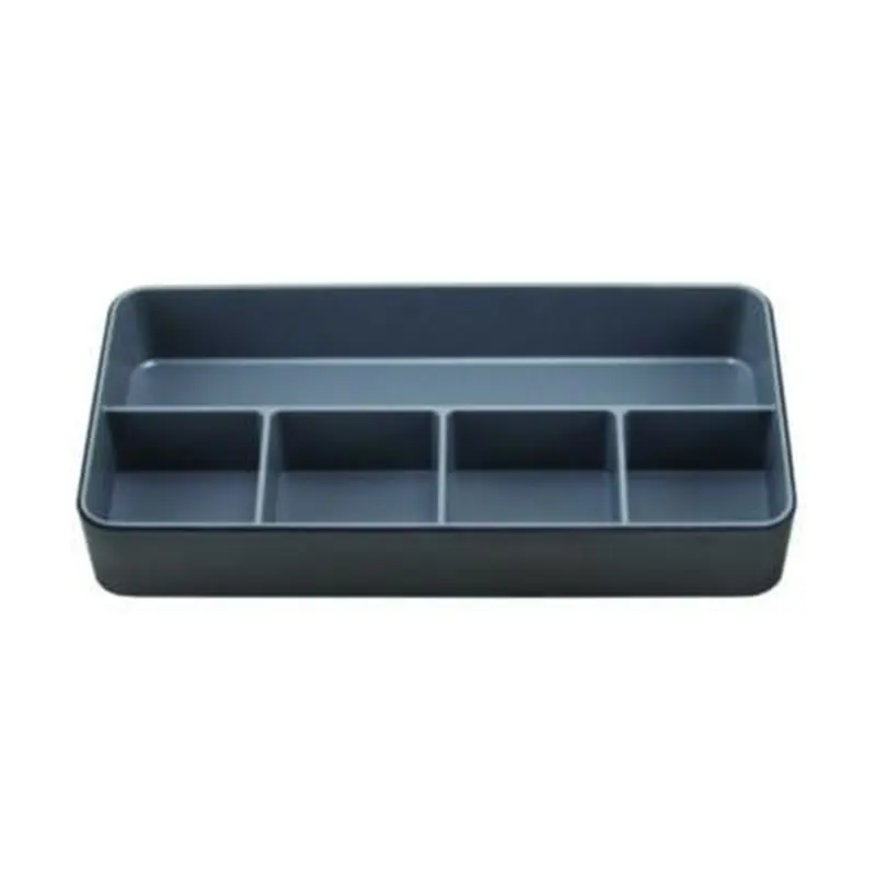 Fusion Five-Compartment Plastic Accessory Holder, Plastic, 12.25 x 6 x 2, Black/Gray - Desktop Supplies Organizers | Advantus