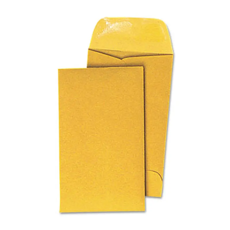 Kraft Coin Envelope, #7, Round Flap, Gummed Closure, 3.5 x 6.5, Light Brown Kraft, 500/Box - Coin & Key Envelopes | Universal