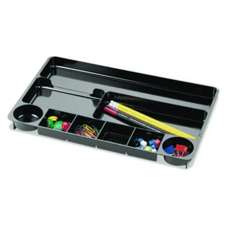 Recycled Plastic Desk Drawer Organizer, Nine Compartments, 14 x 9 x 1.13, Black - Drawer Organizers | Officemate