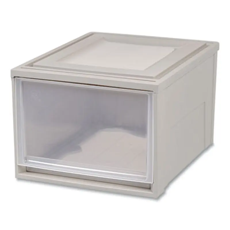 Stackable Storage Drawer, 10.85 gal, 15.75" x 19.62" x 11.5", Gray/Translucent Frost - Boxes & Bins | IRIS