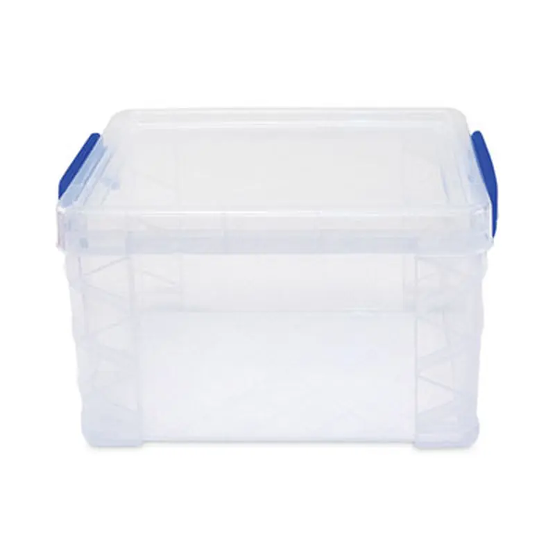 Super Stacker Lift-Off Lid Storage Tote, 7.25" x 10.88" x 6.38", Transparent/Blue - General Purpose Storage Bins | Advantus
