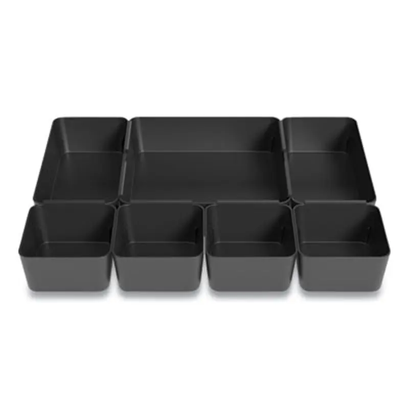 Ten-Compartment Plastic Drawer Organizer, 7.83 x 8.19 x 5.35, Black - Drawer Organizers | TRU RED