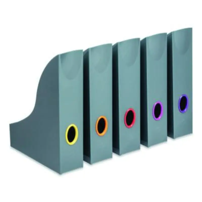 VARICOLOR Plastic Magazine Racks, 2.88w x 9.5d x 12h, Gray/Multicolor, 5/Pack - Literature Racks & Displays | Durable