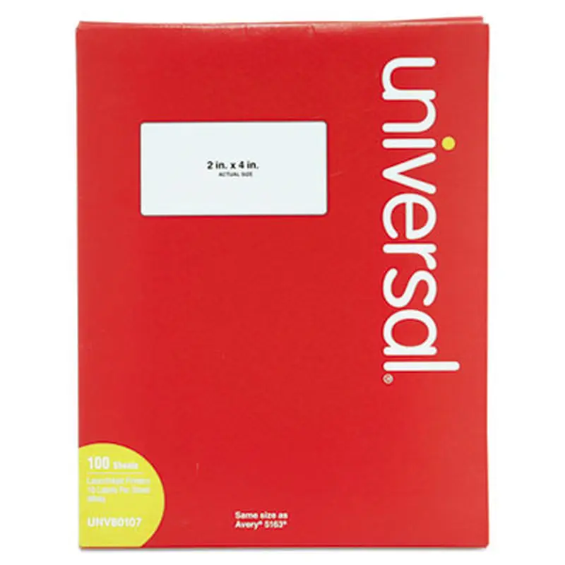 White Labels, Inkjet/Laser Printers, 2 x 4, White, 10/Sheet, 100 Sheets/Box - Shipping & Mailing Labels | Universal