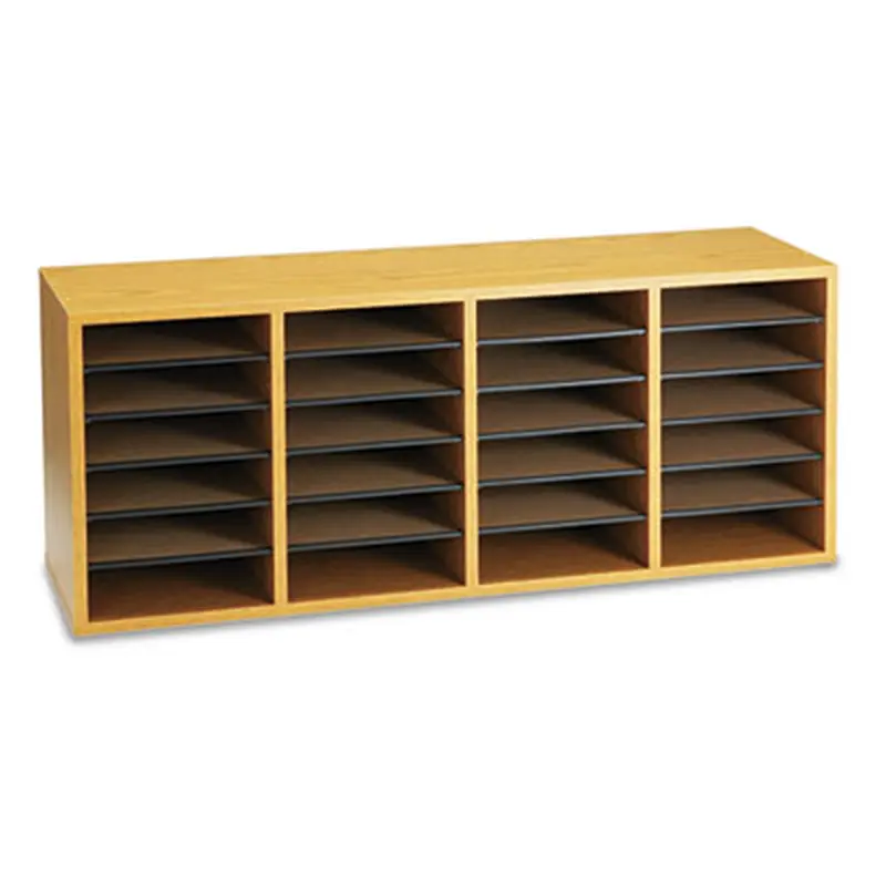 Wood/Laminate Sorter, 24 Compartments, 39.25 x 11.75 x 16.25, Medium Oak - Literature Sorters | Safco