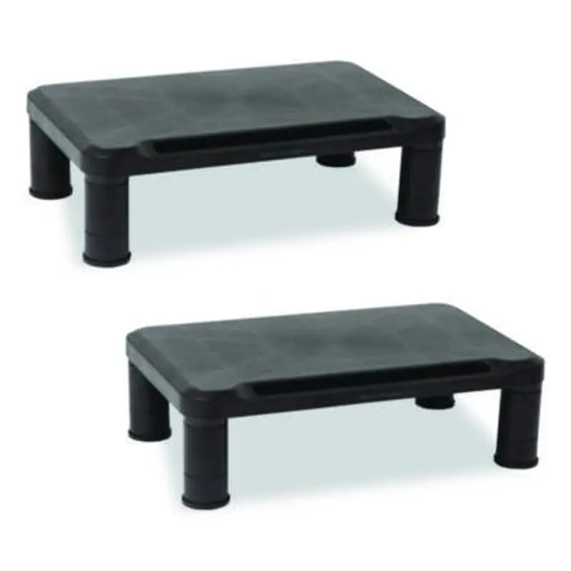 Adjustable Rectangular Monitor Stand, 14.5" x 10.5" x 2.5" to 5.25", Black, Supports 50 lb, 2/Pack - Monitor Stands | Mind Reader