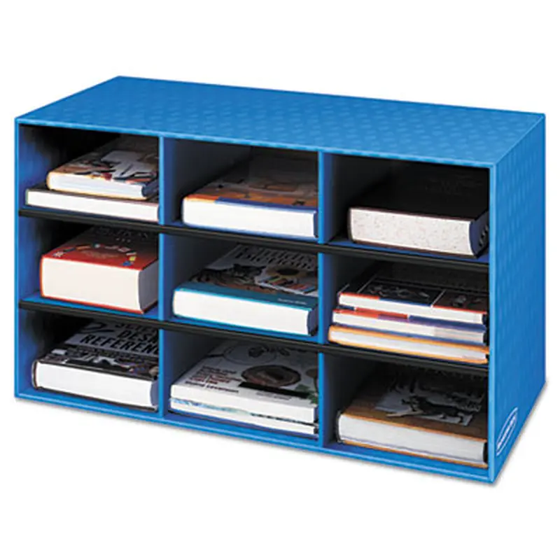 Classroom Literature Sorter, 9 Compartments, 28.25 x 13 x 16, Blue - Literature Sorters | Bankers Box