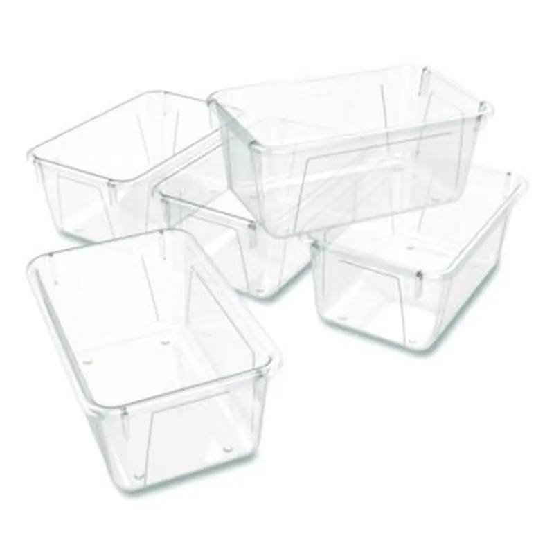 Cubby Bin, 1.8 gal, 7.8" x 12.09" x 5.18", Clear, 5/Pack - General Purpose Storage Bins | Storex