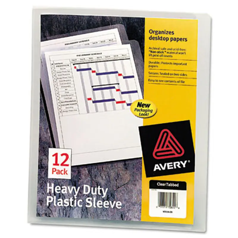 Heavy-Duty Plastic Sleeves, Letter Size, Clear, 12/Pack - File Jackets/Sleeves/Wallets | Avery
