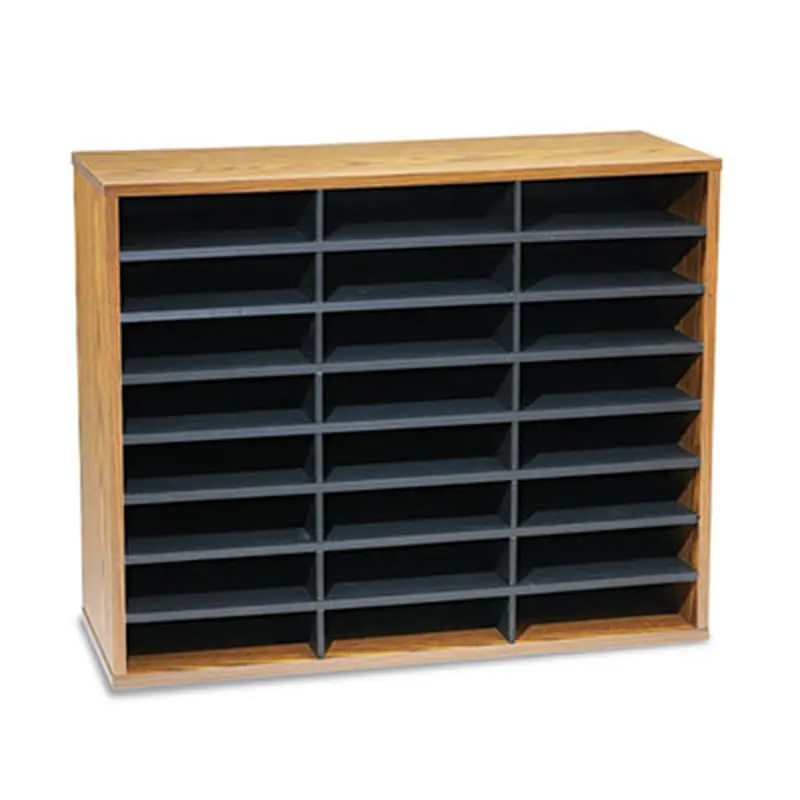 Literature Organizer, 24 Letter Compartments, 29 x 11.88 x 23.44, Medium Oak - Literature Sorters | Fellowes