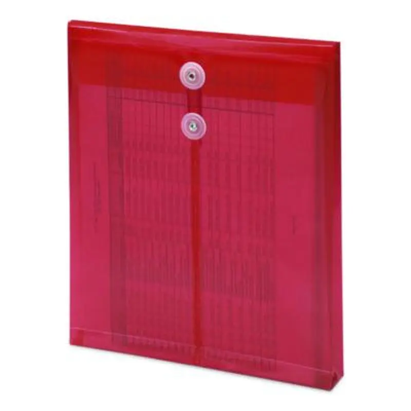 Poly String and Button Interoffice Envelopes, Open-End (Vertical), 9.75 x 11.63, Transparent Red, 5/Pack - Interoffice Envelopes | Smead