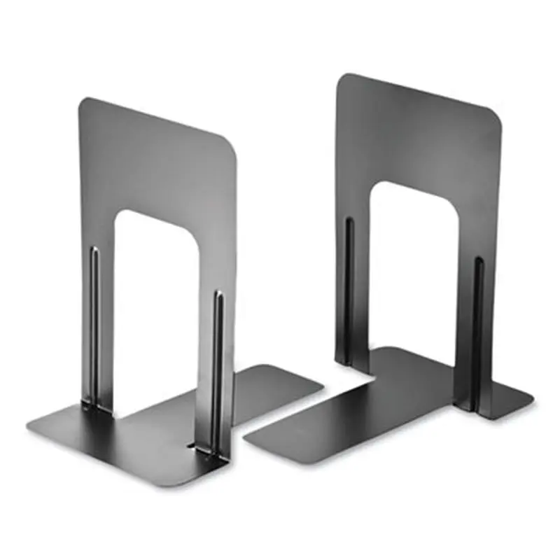 Steel Bookends, Nonskid Base, 5.88 x 8.25 x 9, Black, Pair - Book Ends | Officemate