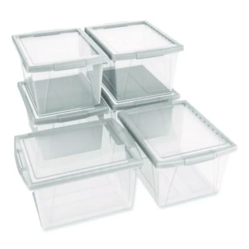 Storage Bins, with Snap-On Lid, 4 gal, 11.25 x 13.53 x 7.87, Translucent, 6/Pack - General Purpose Storage Bins | Storex