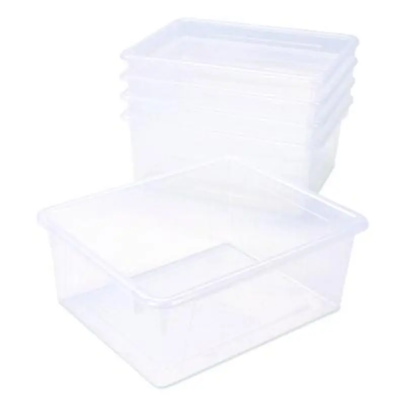 Storage Tray, Deep, 2 gal, 10.65" x 10.65" x 5.2", Clear, 5/Pack - General Purpose Storage Bins | Storex
