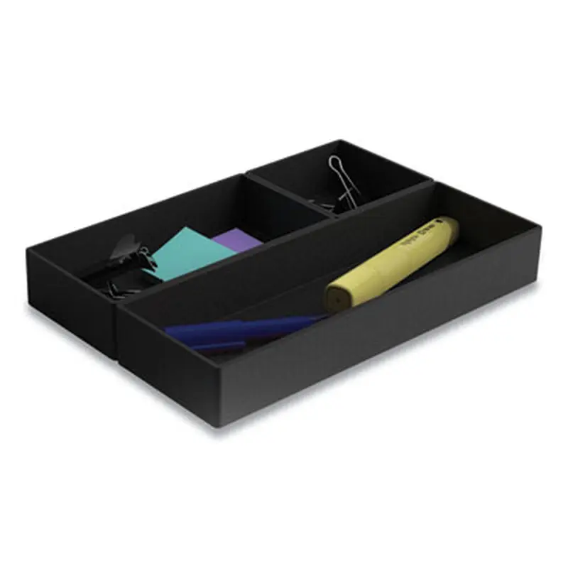 Three-Piece Plastic Drawer Organizer, 3.23 x 3.23 x 1.47, 6.26 x 3.23 x 1.47, 9.5 x 3.23 x 1.47, Black, 3/Set - Drawer Organizers | TRU RED