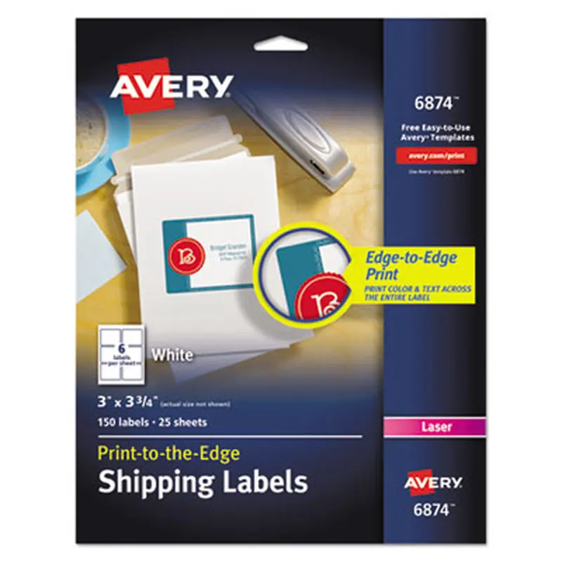 Vibrant Laser Color-Print Labels w/ Sure Feed, 3 x 3.75, White, 150/PK - Shipping & Mailing Labels | Avery