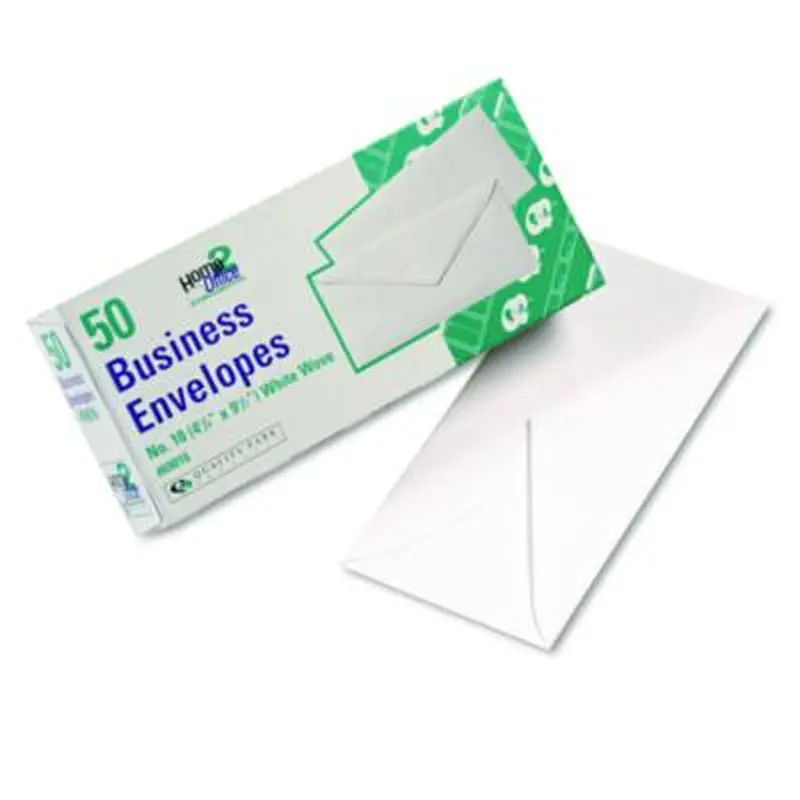 White Wove Business Envelope Convenience Packs, #10, Bankers Flap, Gummed Closure, 4.13 x 9.5, White, 50/Box - Business Envelopes | Quality Park
