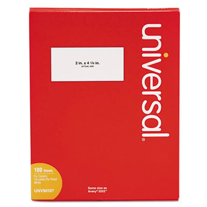 Copier Mailing Labels, Copiers, 2 x 4.25, White, 10/Sheet, 100 Sheets/Box - Shipping & Mailing Labels | Universal