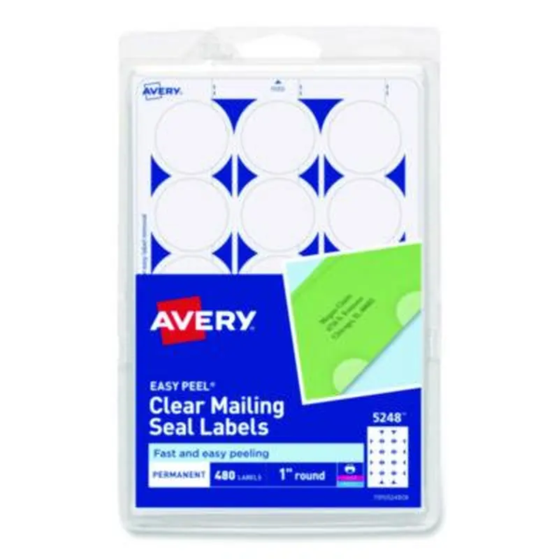 Printable Mailing Seals, 1" dia, Clear, 15/Sheet, 32 Sheets/Pack, (5248) - Labels | Avery
