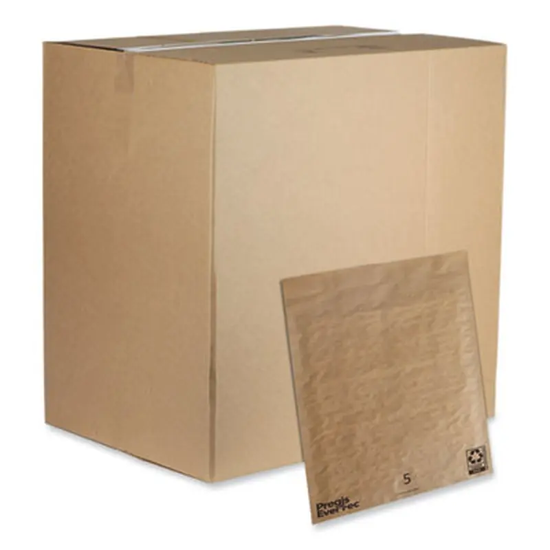 EverTec Curbside Recyclable Padded Mailer, #5, Kraft Paper, Self-Adhesive Closure, 12 x 15, Brown, 100/Carton - Envelopes & Mailers | Pregis