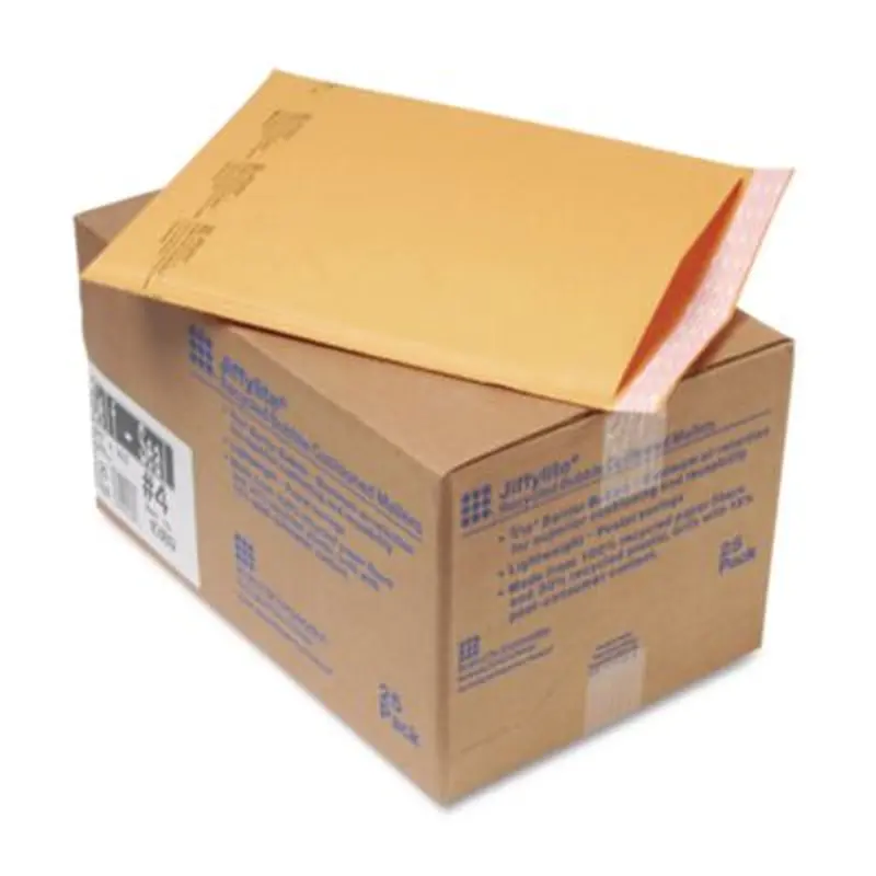 Jiffylite Self-Seal Bubble Mailer, #4, Barrier Bubble Air Cell Cushion, Self-Adhesive Closure, 9.5 x 14.5, Brown Kraft, 25/CT - Envelopes & Mailers | Sealed Air