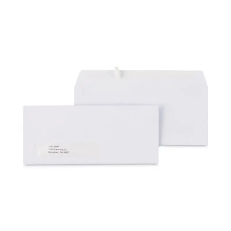 Open-Side Business Envelope, 1 Window, #10, Commercial Flap, Gummed Closure, 4.13 x 9.5, White, 250/Box - Business Envelopes | Universal