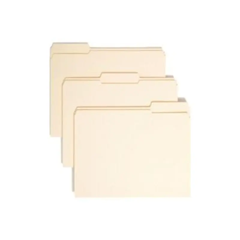 Reinforced Tab Manila File Folders, 1/3-Cut Tabs: Assorted, Letter Size, 0.75" Expansion, 11-pt Manila, 100/Box - File Folders | Smead
