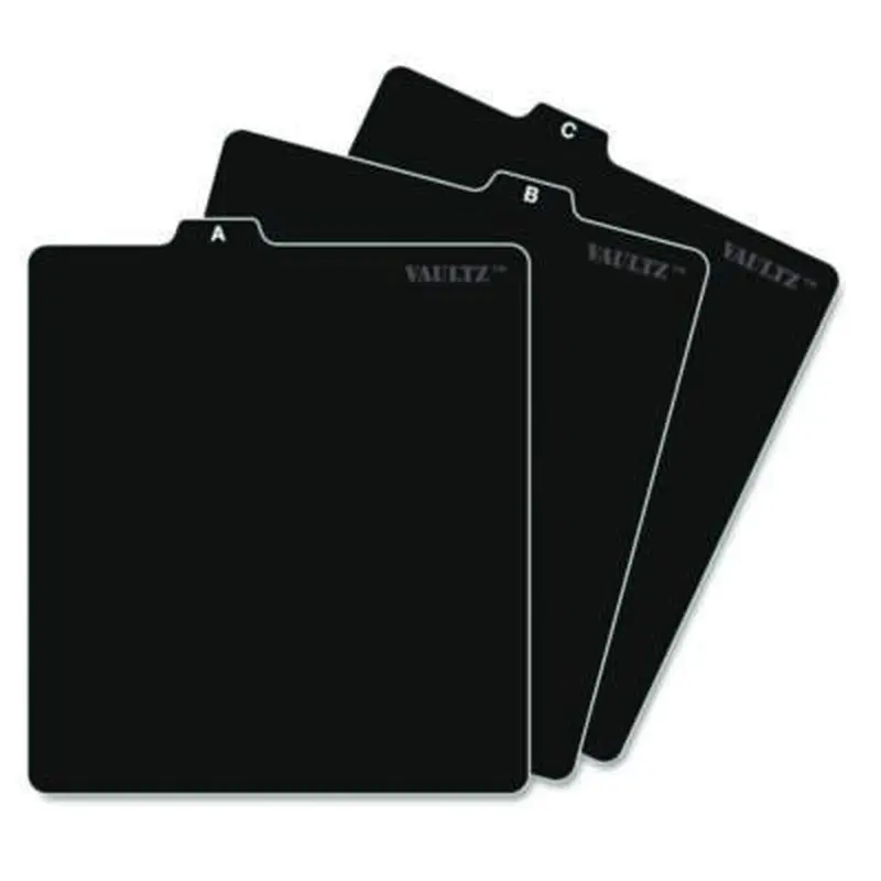 A-Z CD File Guides, 1/3-Cut Top Tab, A to Z, 5 x 5.75, Black, 26/Set - File Guides | Vaultz