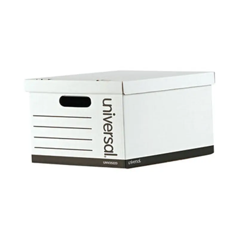 Basic-Duty Economy Record Storage Boxes, Letter/Legal Files, 12" x 15" x 10", White, 10/Carton - File Boxes | Universal