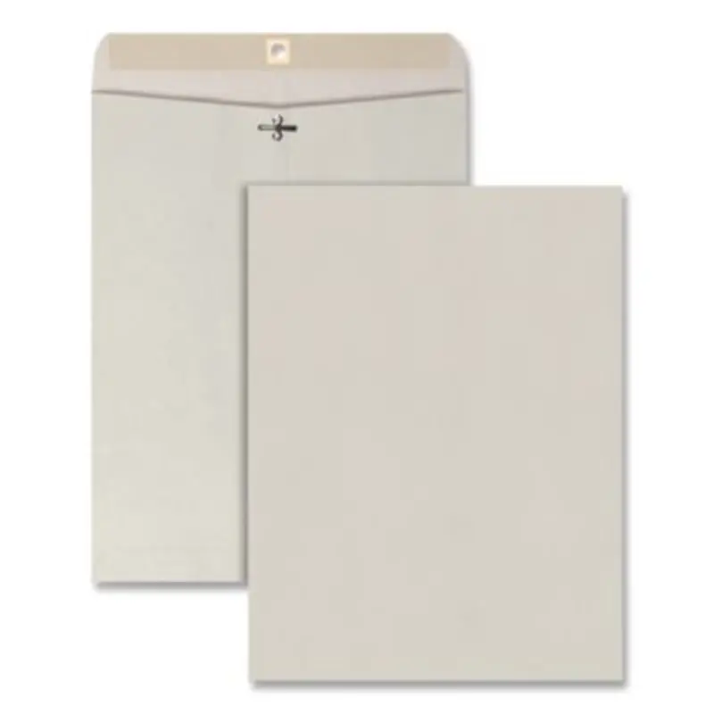 Clasp Envelope, 28 lb Bond Weight Kraft, #97, Square Flap, Clasp/Gummed Closure, 10 x 13, Executive Gray, 100/Box - Storage Envelopes | Quality Park