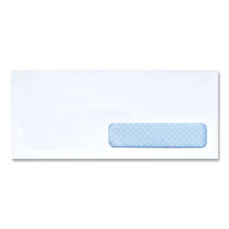 Open-Side Security Tint Business Envelope, 1 Window, #10, Commercial Flap, Gummed Closure, 4.13 x 9.5, White, 500/Box - Business Envelopes | Universal