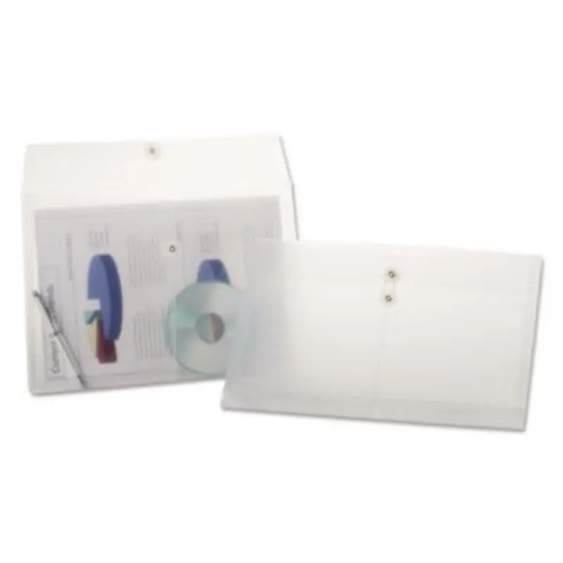 Poly String and Button Envelope, String/Button Closure, 8.5 x 14, Clear, 3/Pack - Storage Envelopes | Pendaflex