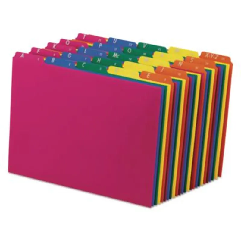 Poly Top Tab File Guides, 1/5-Cut Top Tab, A to Z, 8.5 x 11, Assorted Colors, 25/Set - File Guides | Pendaflex