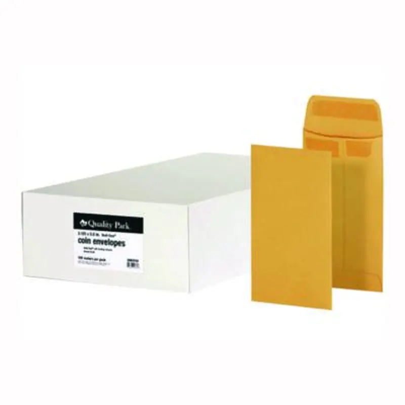 Redi-Seal Coin and Small Parts Envelope, #5, Square Flap, Redi-Seal Adhesive Closure, 3.13 x 5.25, Brown Kraft, 500/Box - Coin & Key Envelopes | Quality Park