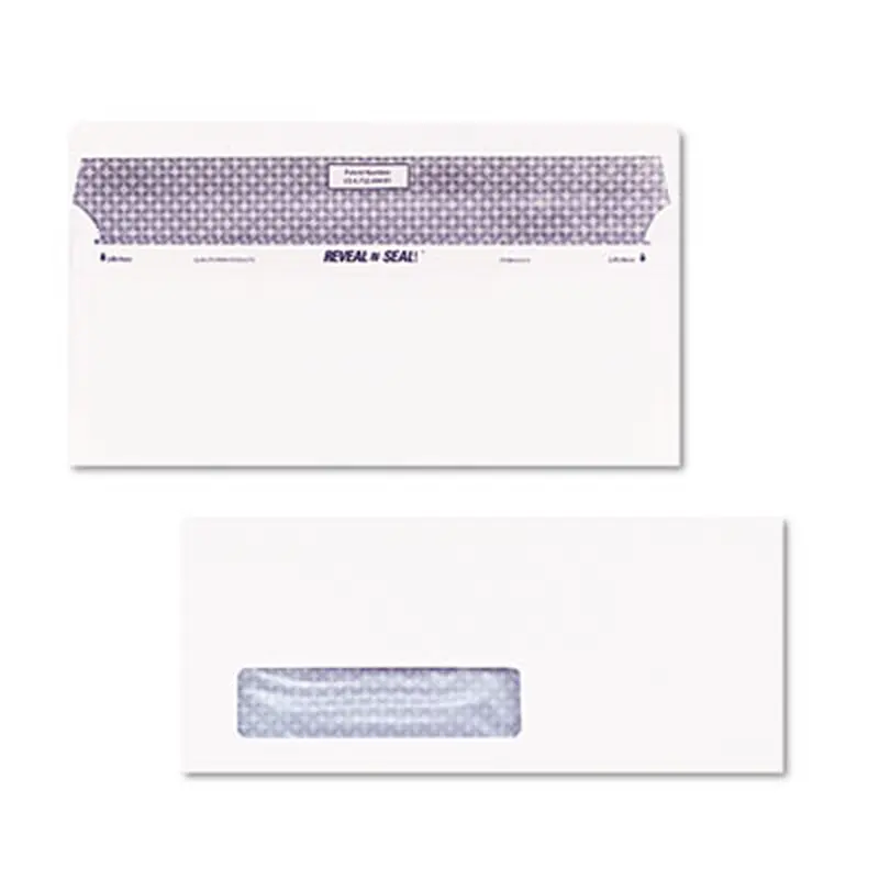 Reveal-N-Seal Security-Tint Envelope, Address Window, #10, Commercial Flap, Self-Adhesive Closure, 4.13 x 9.5, White, 500/Box - Business Envelopes | Quality Park