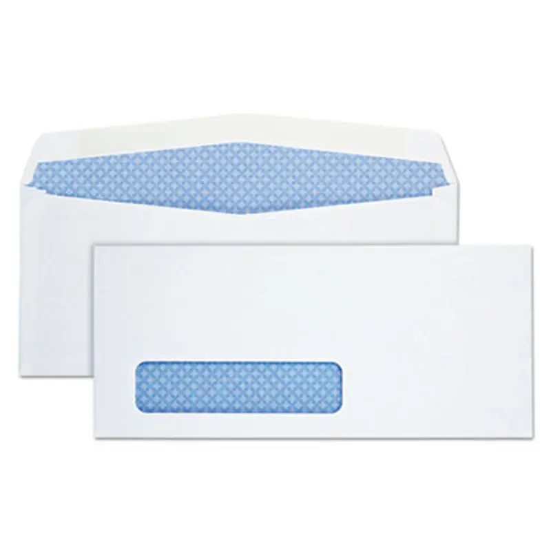 Security Tint Window Envelope, #10, Commercial Flap, Gummed Closure, 4.13 x 9.5, White, 500/Box - Business Envelopes | Quality Park