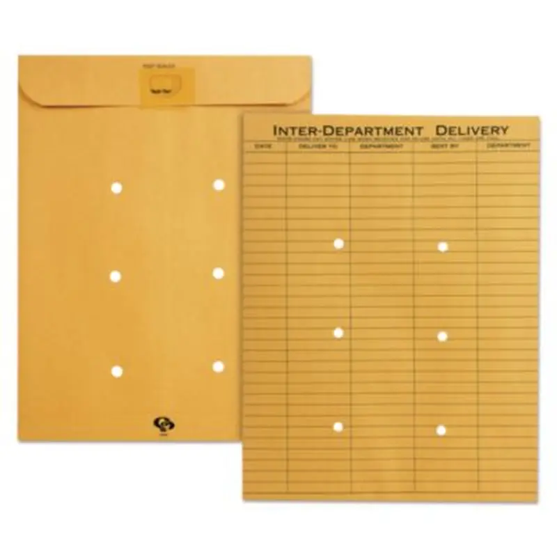 Brown Kraft Resealable Redi-Tac Interoffice Envelope, #97, One-Sided Five-Column Format, 10 x 13, Brown Kraft, 100/Box - Interoffice Envelopes | Quality Park