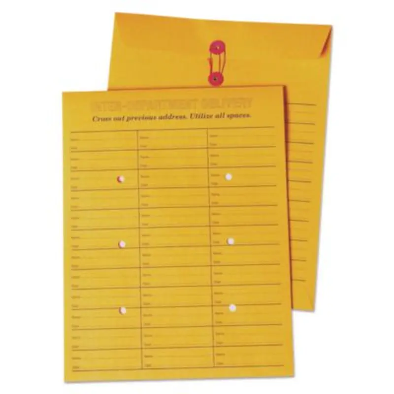 Brown Kraft String/Button Box-Style Interoffice Envelope, #97, Two-Sided Three-Column Format, 10 x 13, Brown Kraft, 100/Box - Interoffice Envelopes | Quality Park