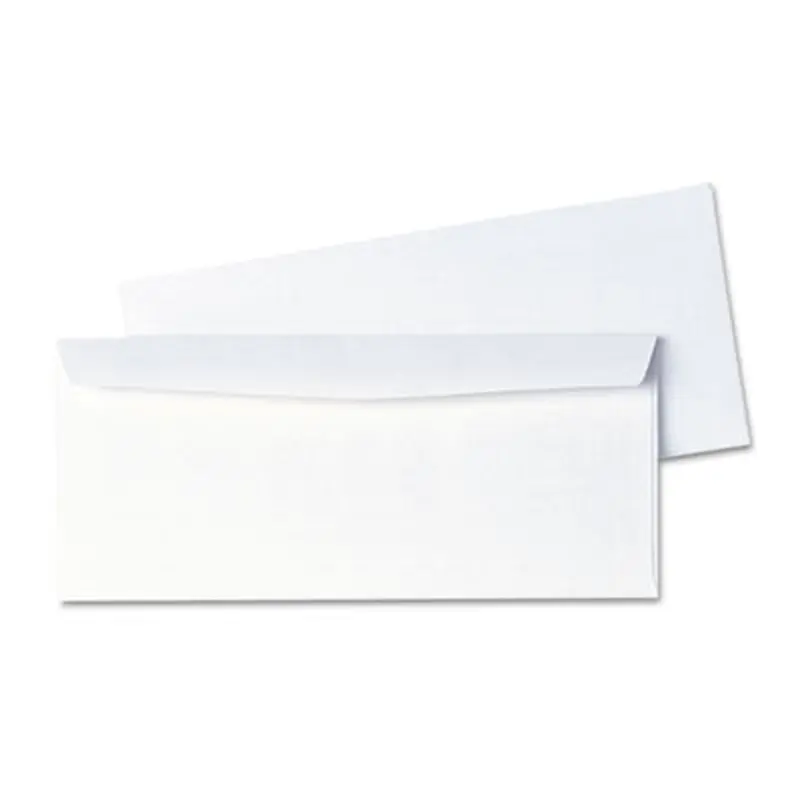 Business Envelope, #10, Commercial Flap, Diagonal Seam, Gummed Closure, 24 lb Bond Weight Paper, 4.13 x 9.5, White, 1,000/Box - Business Envelopes | Quality Park